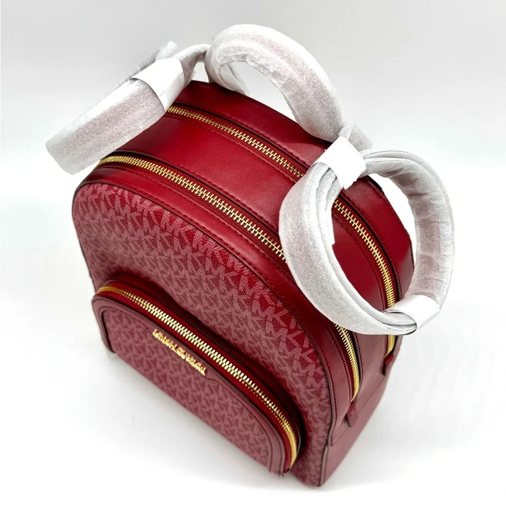 Michael Kors Jaycee Medium Signature Logo Backpack Cherry